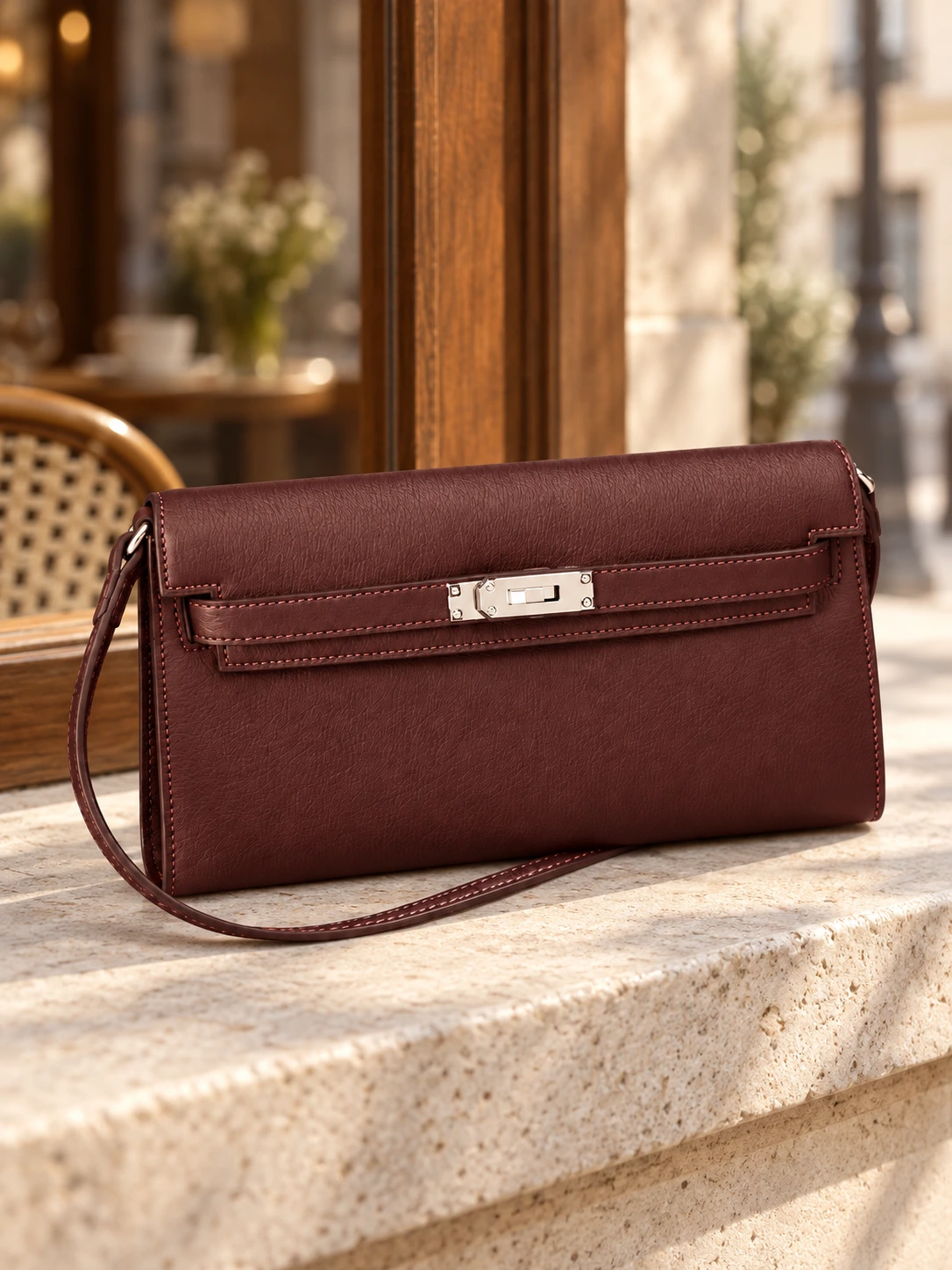 The Evening — Elongated Leather Shoulder Bag styled for everyday wear