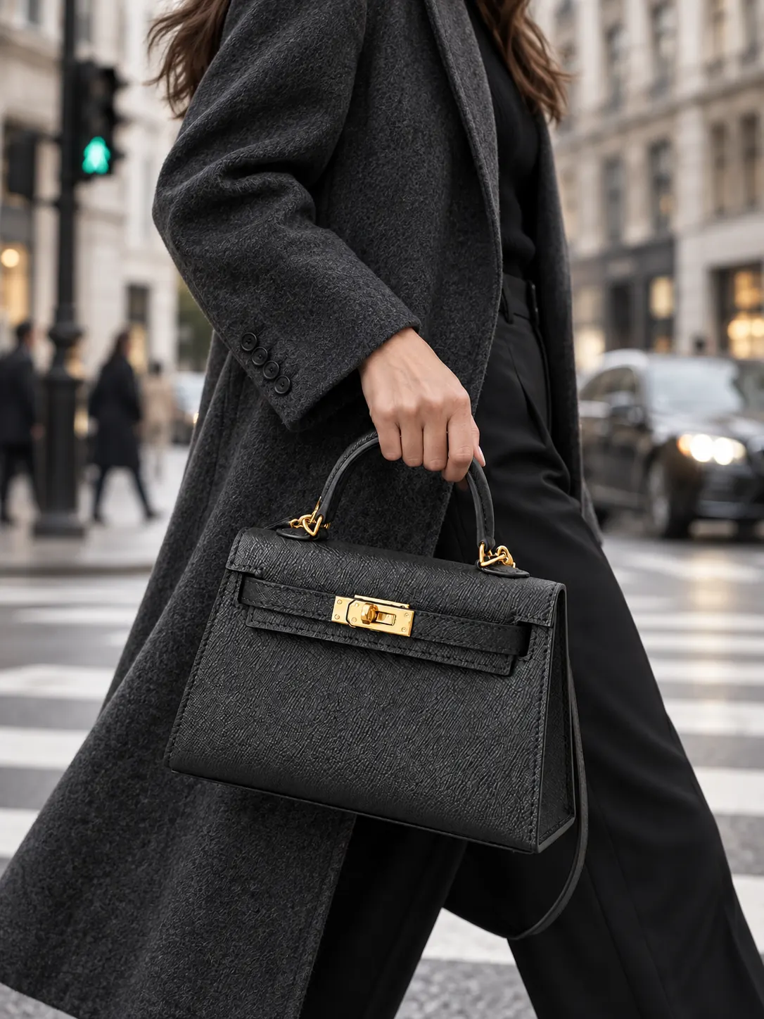 The Petite — Textured Leather Top-Handle Bag styled for everyday wear
