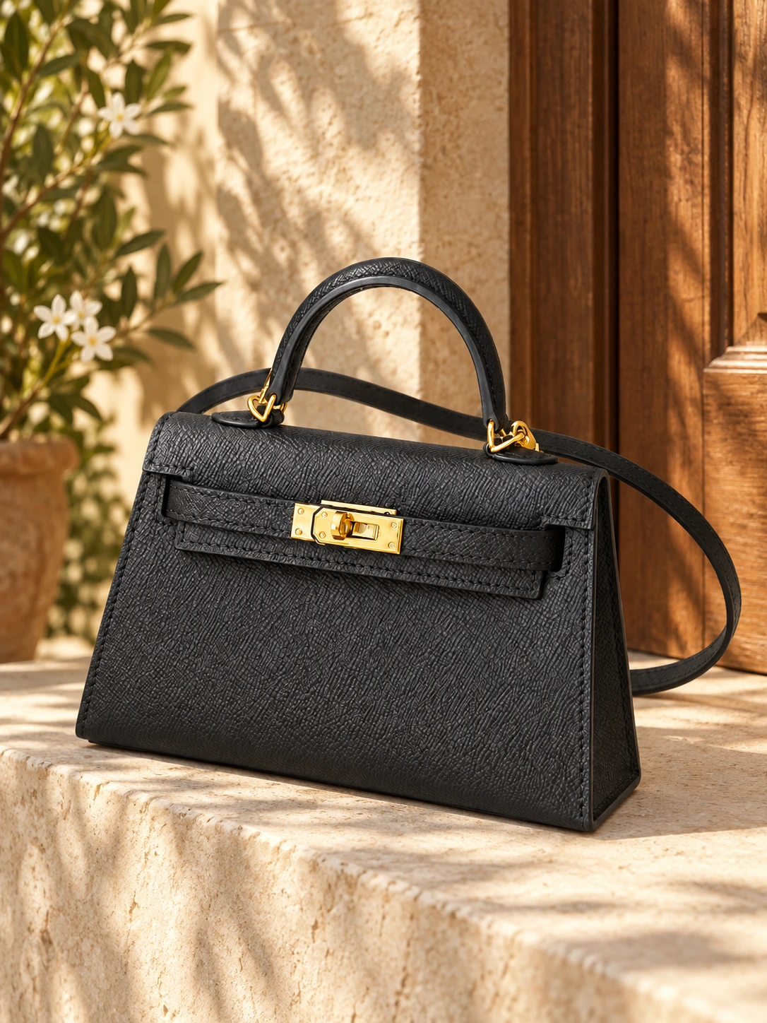 The Petite — Textured Leather Top-Handle Bag styled for everyday wear