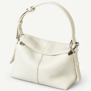 Ivory soft leather shoulder bag on a pale studio background