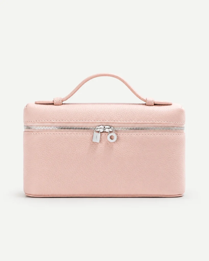 The Box — Leather Zip-Top Mini Bag in Peony Pink — product color photograph