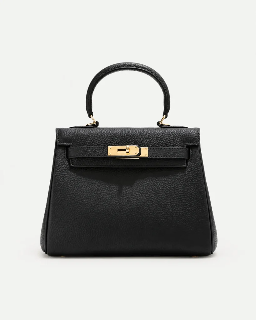 The City — Wide-Strap Leather Top-Handle Bag — Black / Standard hardware color reference