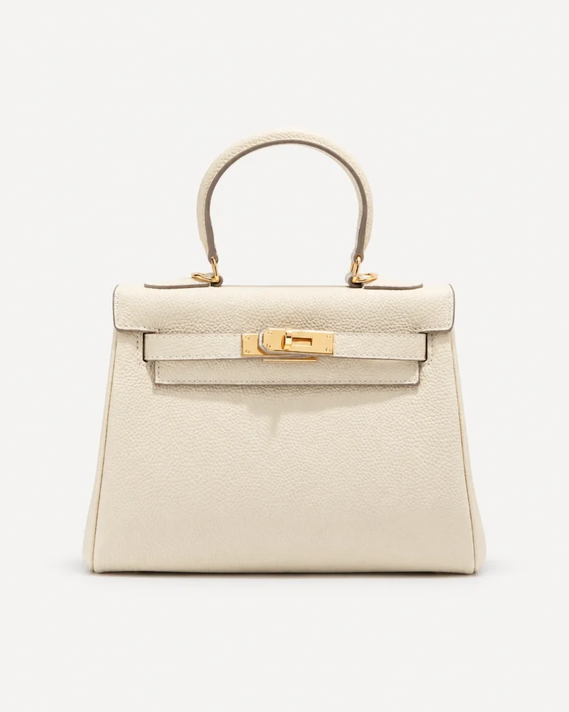 The City — Wide-Strap Leather Top-Handle Bag — Cream / Standard hardware color reference