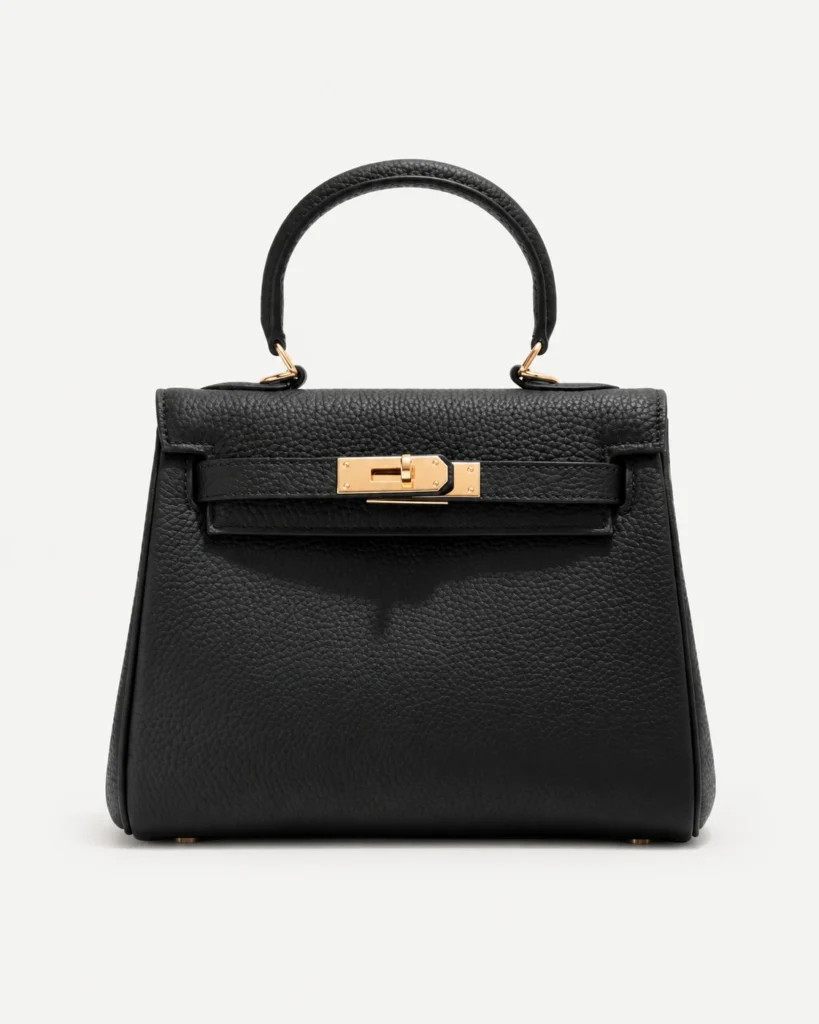 The Classic — Grained Leather Top-Handle Bag in Black — product color photograph
