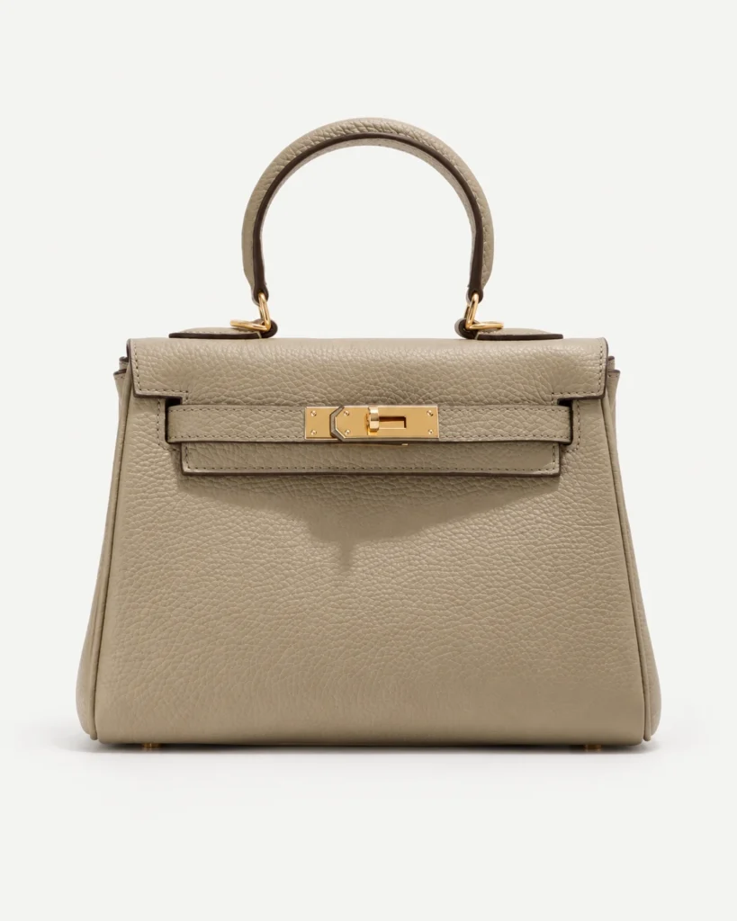 The Classic — Grained Leather Top-Handle Bag in Taupe — product color photograph