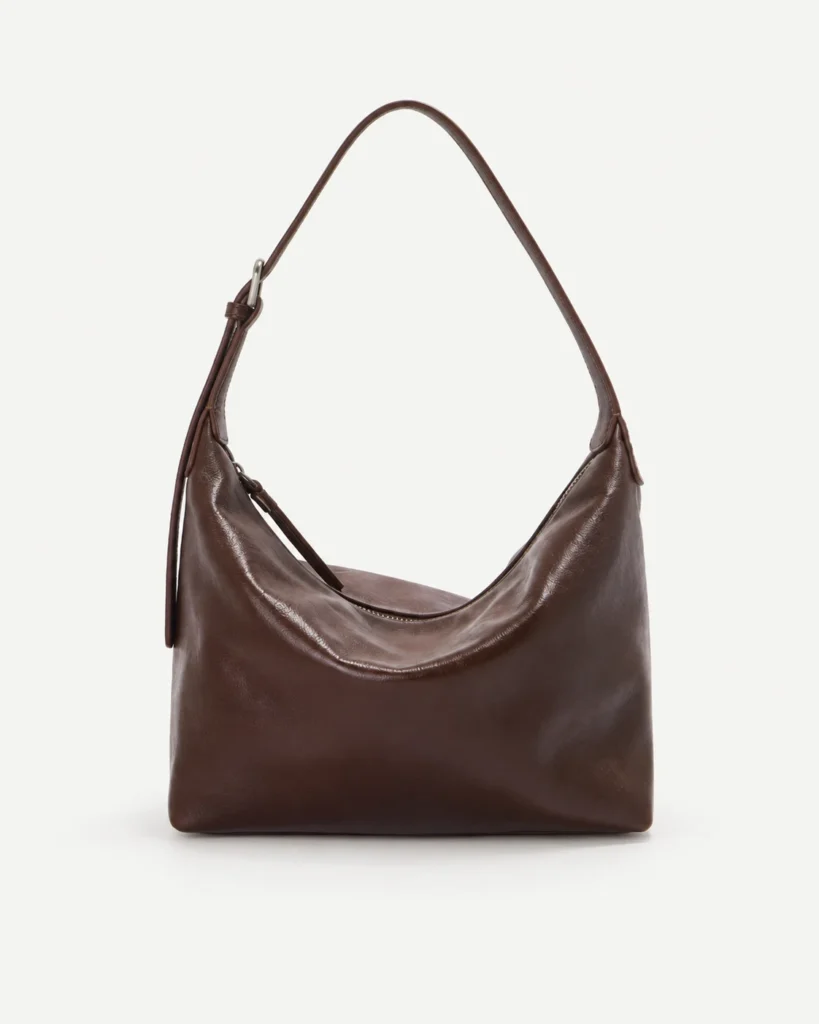 The Crescent — Leather Hobo Bag in Coffee — product color photograph