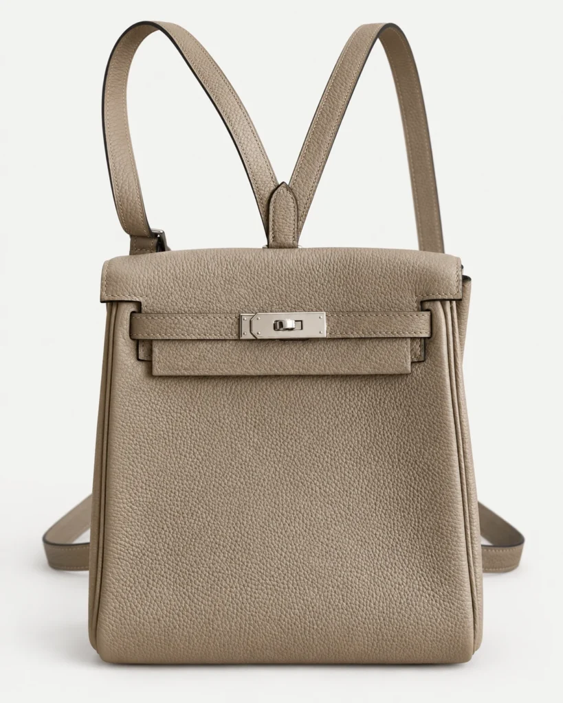 The Daypack — Grained Leather Backpack — Asphalt Gray / Silver-tone color reference