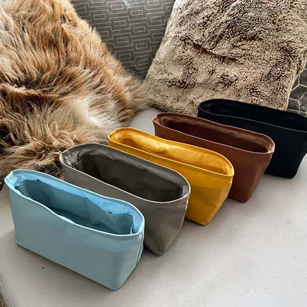 Folded Satchel Organizer — fabric, pockets and interior details