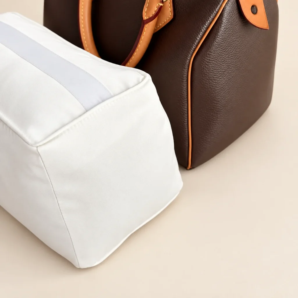 Speedy Bag Shaper Pillow — fabric and color reference; model sizes vary