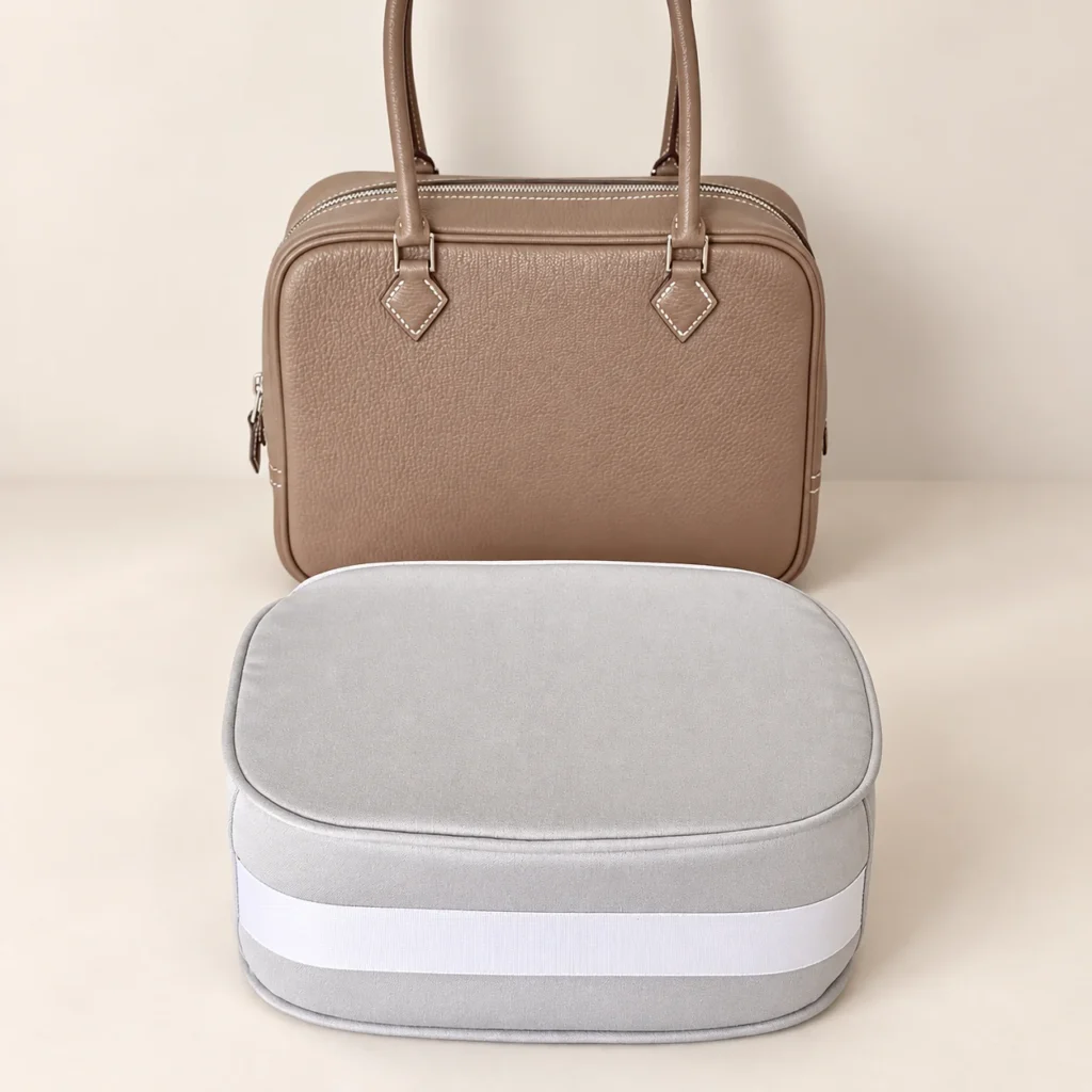 Plume Bag Shaper Pillow — fabric and color reference; model sizes vary