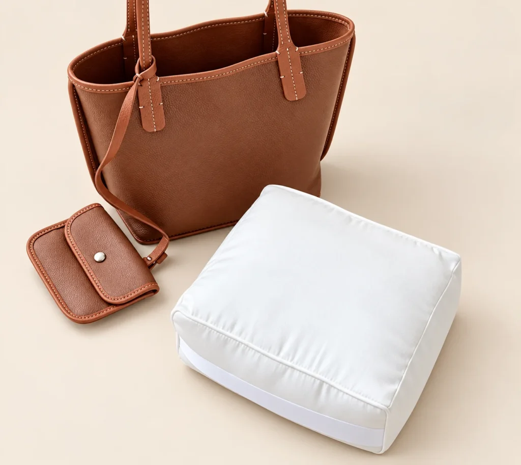 Goyard Tote Bag Shaper Pillow — fabric and color reference; model sizes vary