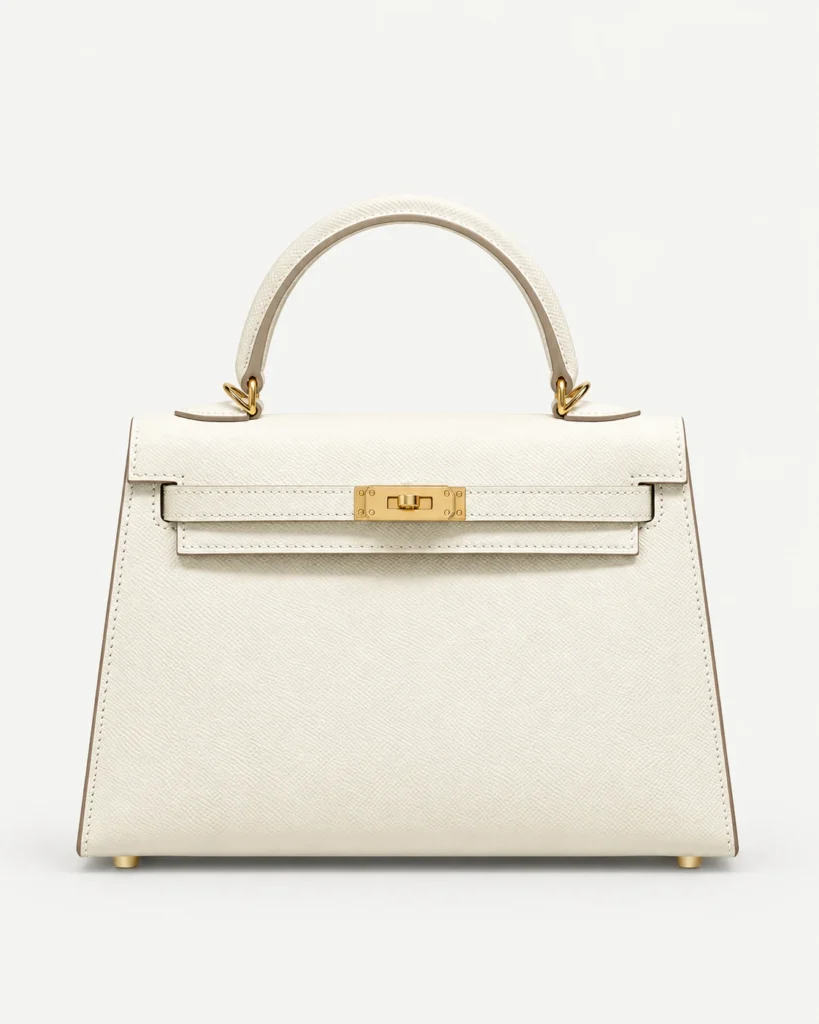 The Petite — Textured Leather Top-Handle Bag — Cream / Gold-tone color reference