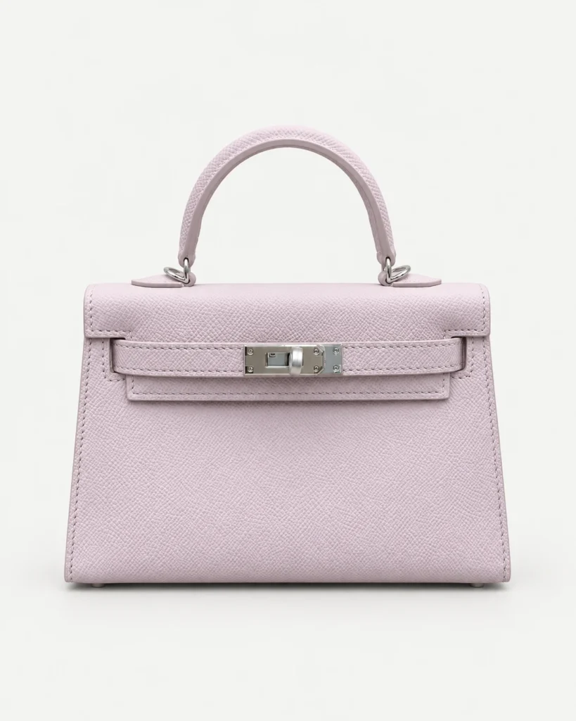 The Petite — Textured Leather Top-Handle Bag — Lilac / Silver-tone color reference