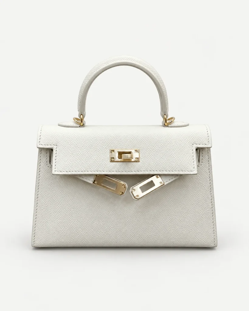 The Petite — Textured Leather Top-Handle Bag — Cream / Gold-tone color reference
