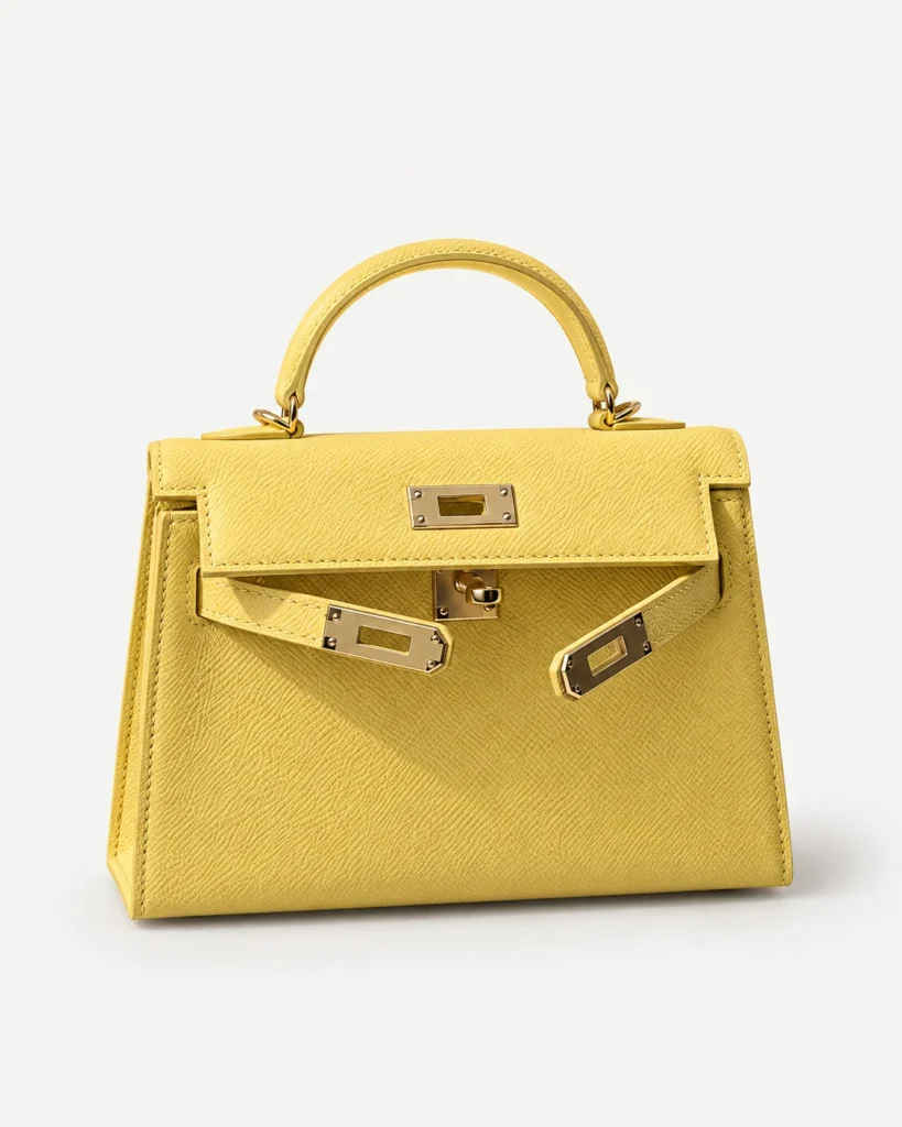 The Petite — Textured Leather Top-Handle Bag — Butter Yellow / Gold-tone color reference