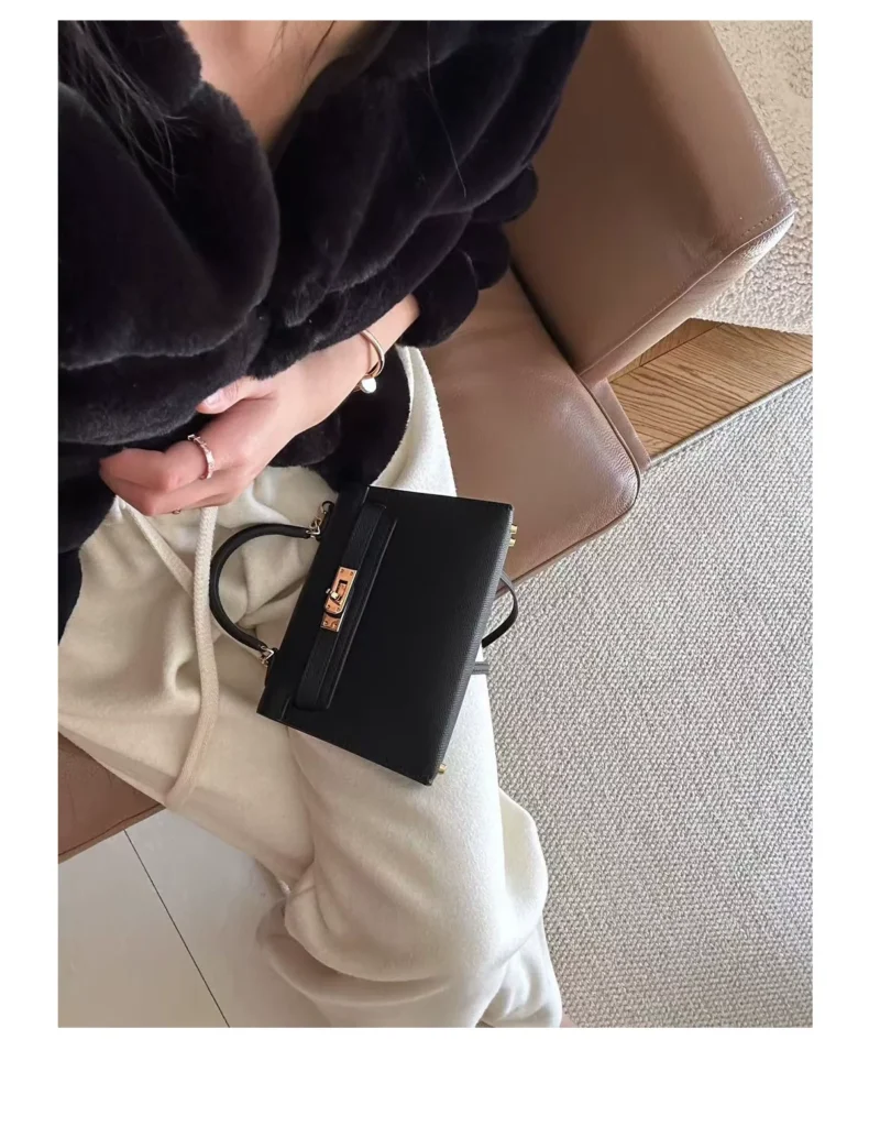 The Petite — Textured Leather Top-Handle Bag — product detail view 22