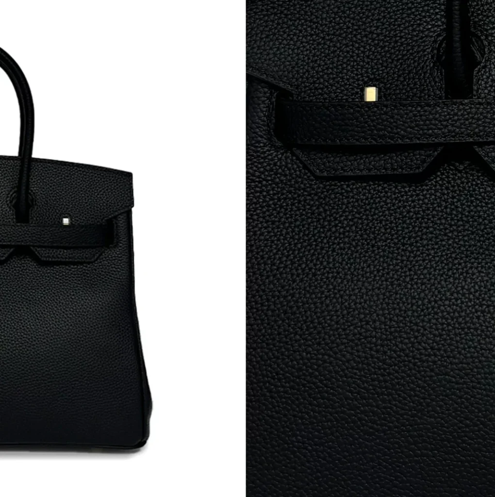 The Signature — Double-Handle Leather Bag — Black leather color and grain reference