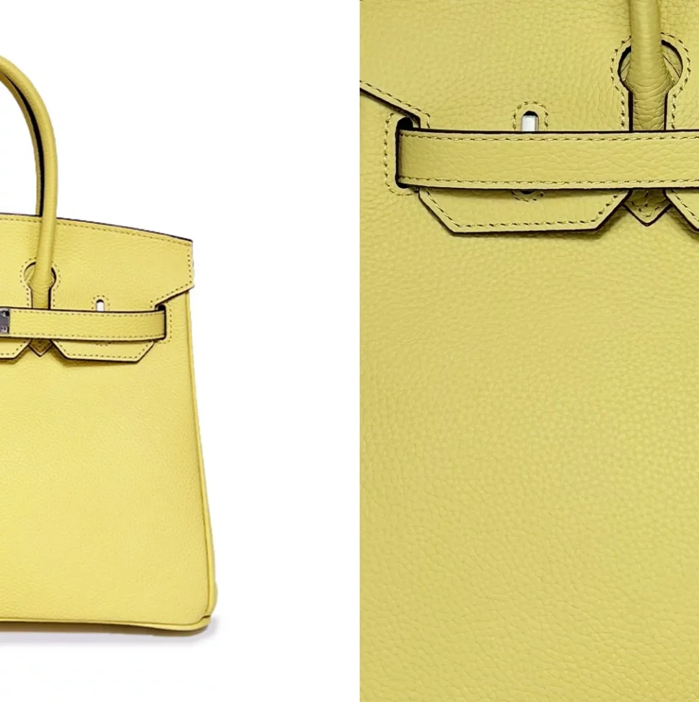 The Signature — Double-Handle Leather Bag — Butter Yellow leather color and grain reference