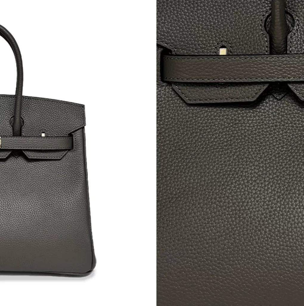 The Signature — Double-Handle Leather Bag — Pewter leather color and grain reference