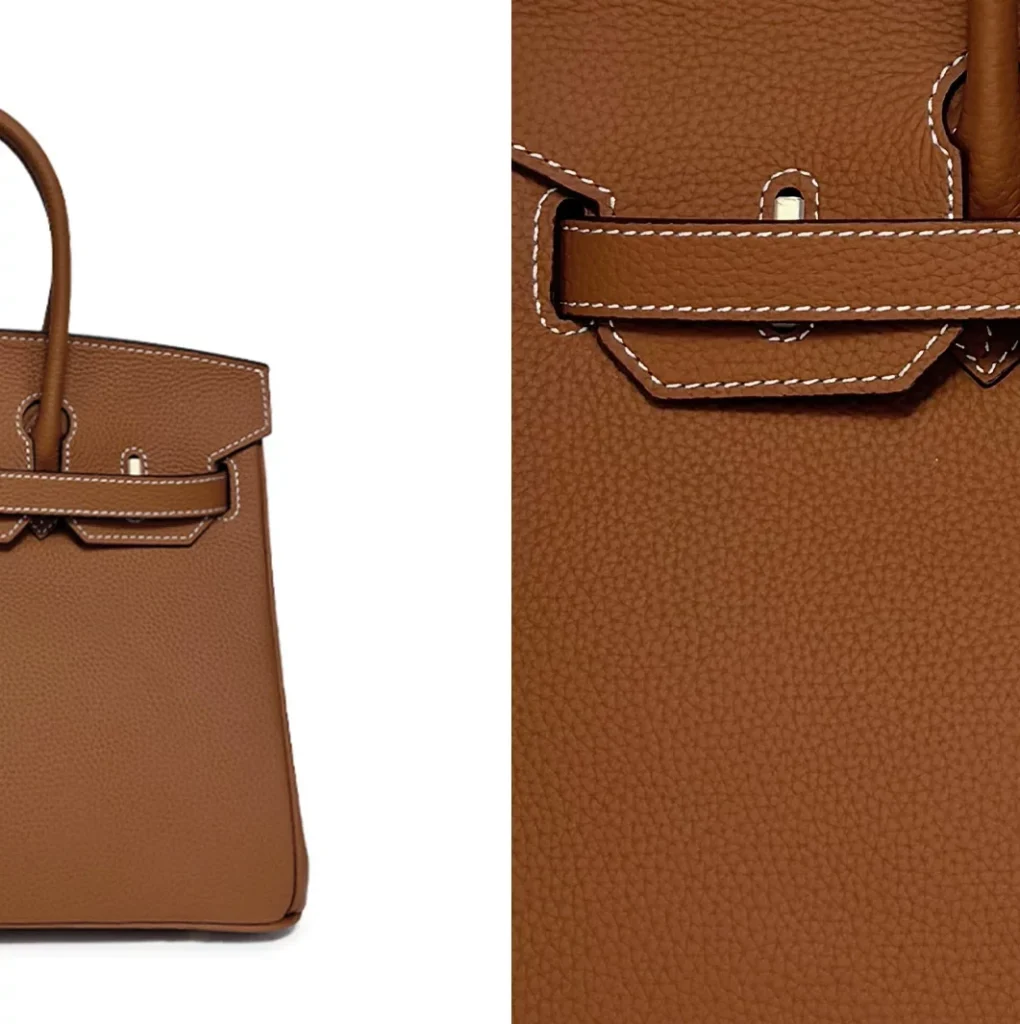 The Signature — Double-Handle Leather Bag — Tan leather color and grain reference