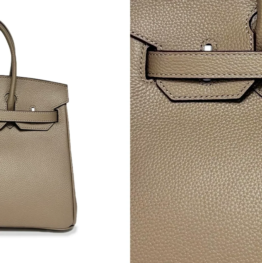 The Signature — Double-Handle Leather Bag — Trench Gray leather color and grain reference