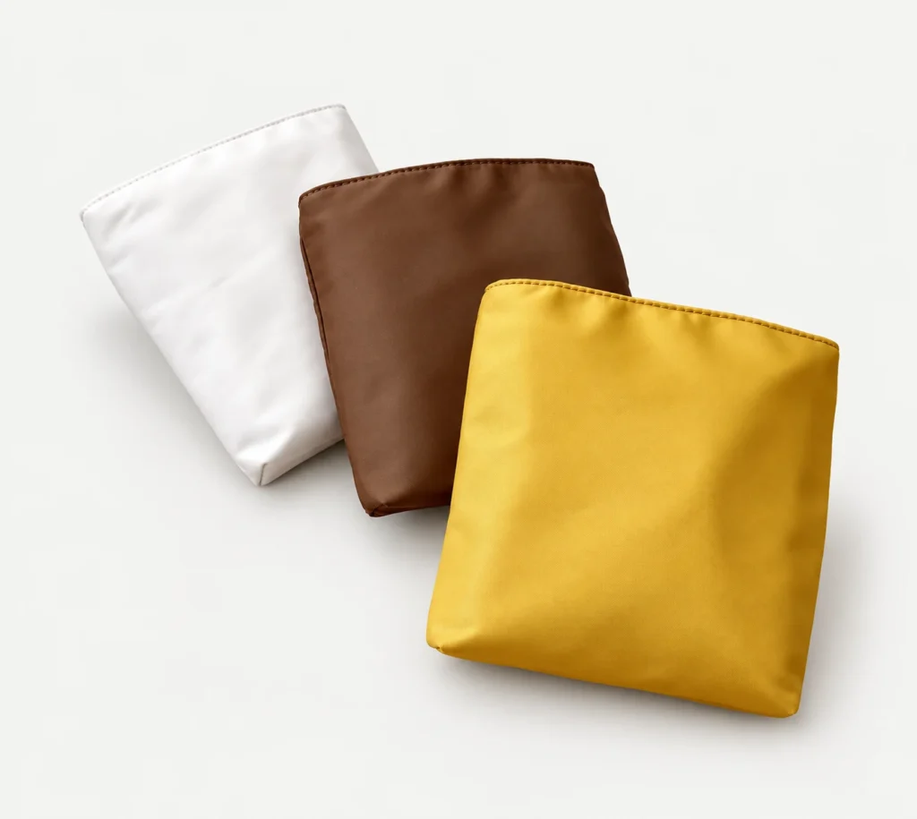 Slim Crossbody Bag Organizer — Cream, Brown and Lemon Yellow fabric color reference