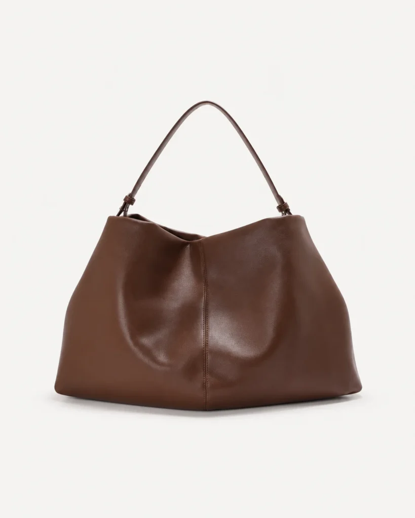 The Soft Tote — Split-Leather Shoulder Bag in Coffee — product color photograph