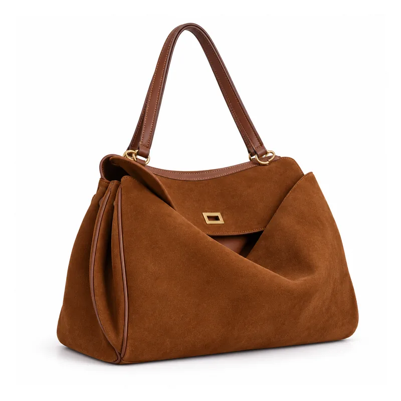 The Folded Suede — Large Cowhide Shoulder Tote