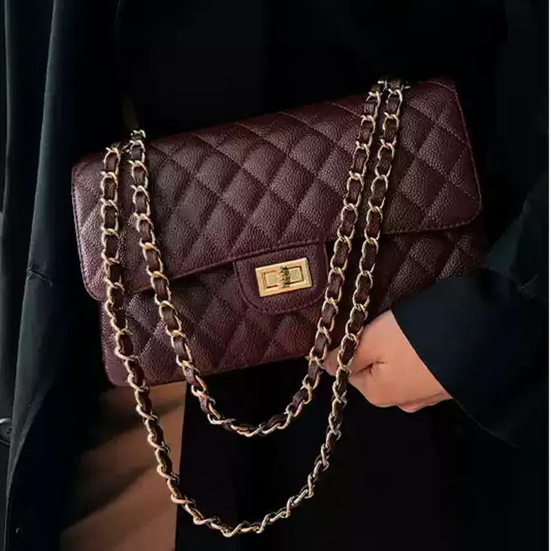 The Heritage Flap — Quilted Grained Leather Chain Bag