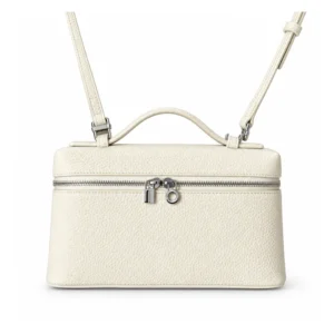 The Lunchbox — Compact Leather Top Handle Bag in Milkshake white