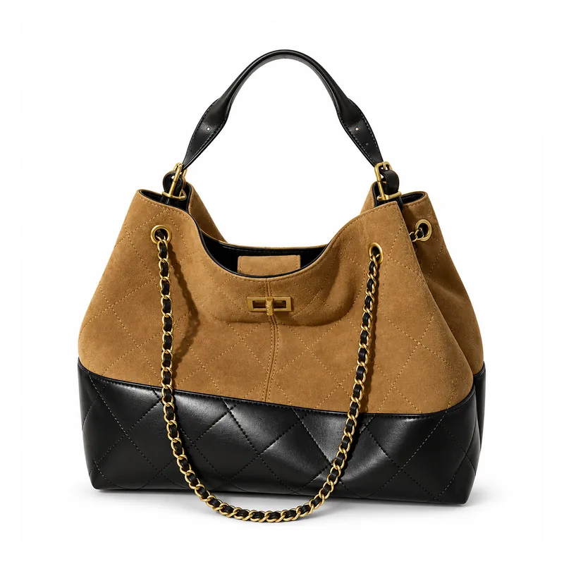 The Suede Patch — Color Block Suede Tote Bag