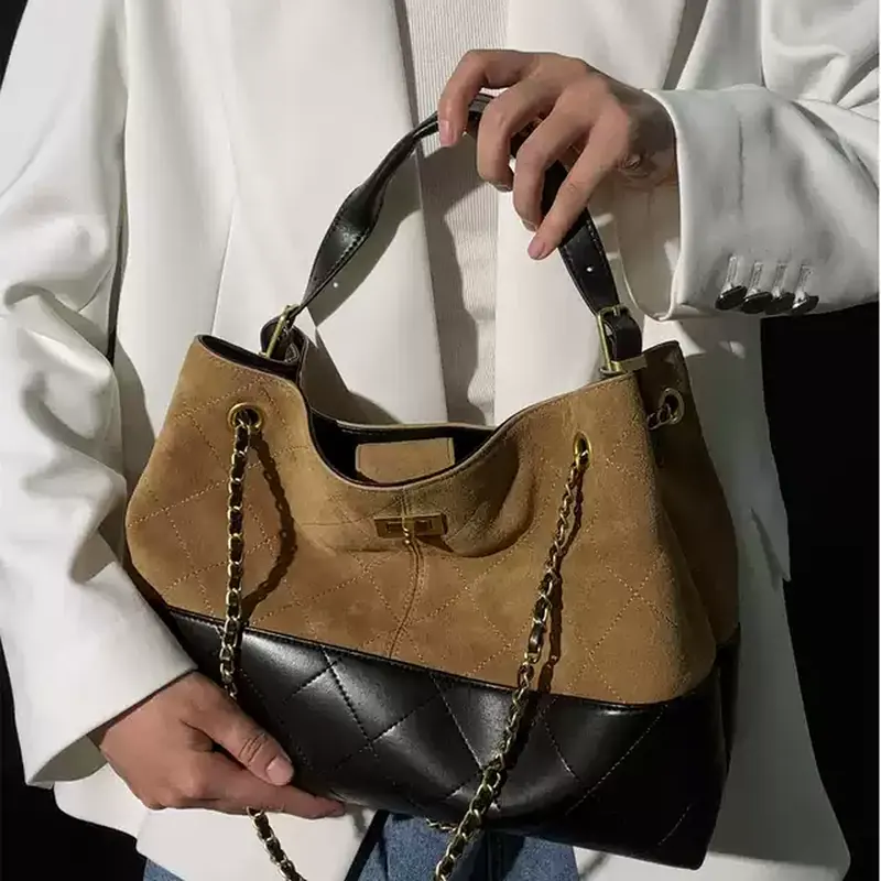 The Suede Patch — Color Block Suede Tote Bag