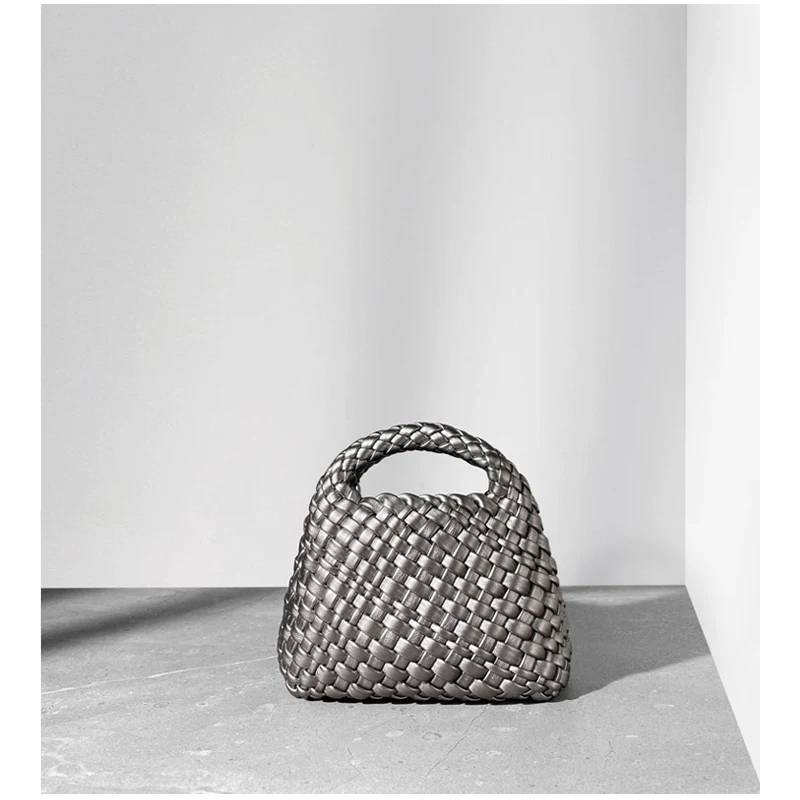 The Weave — Mini Woven Phone Bag in Antique Silver