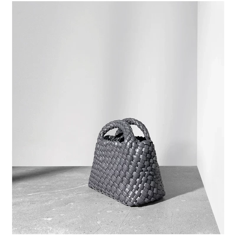The Weave — Mini Woven Phone Bag in Gray