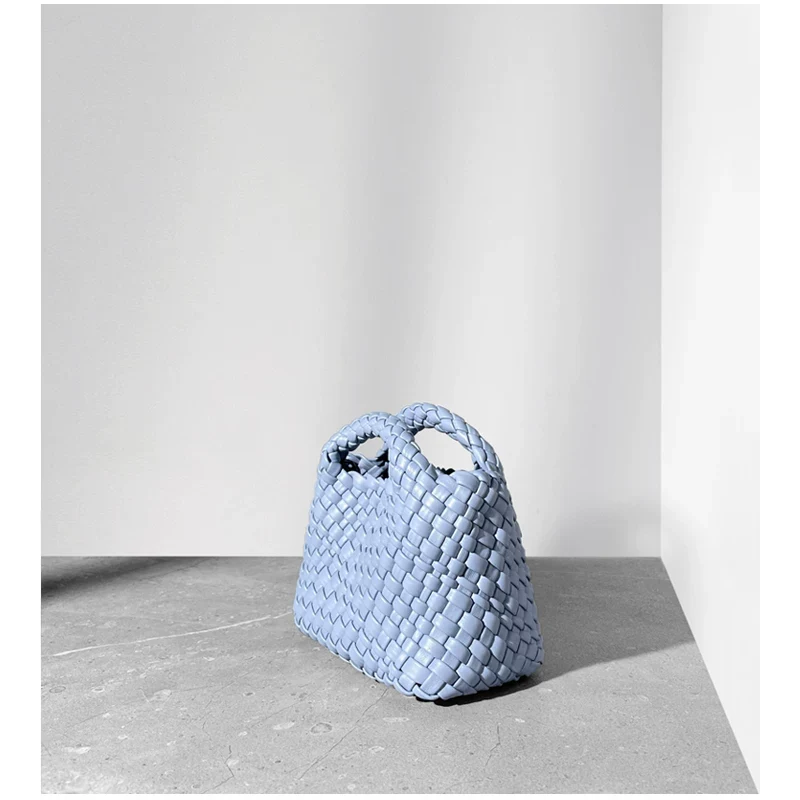 The Weave — Mini Woven Phone Bag in Light Blue